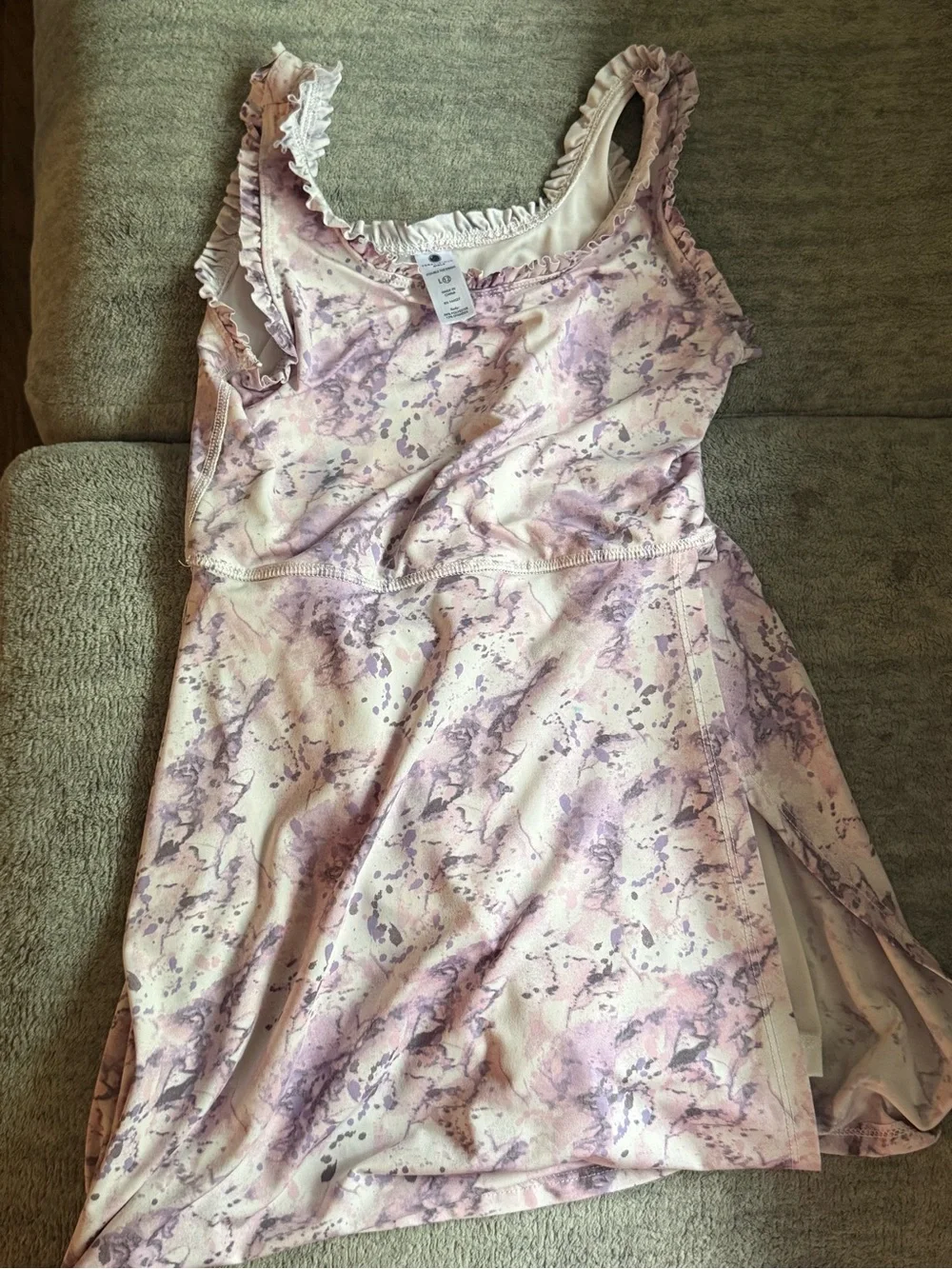 Yogalicious Lavender & Cream Tie-Dye Ruffle Sleep Dress